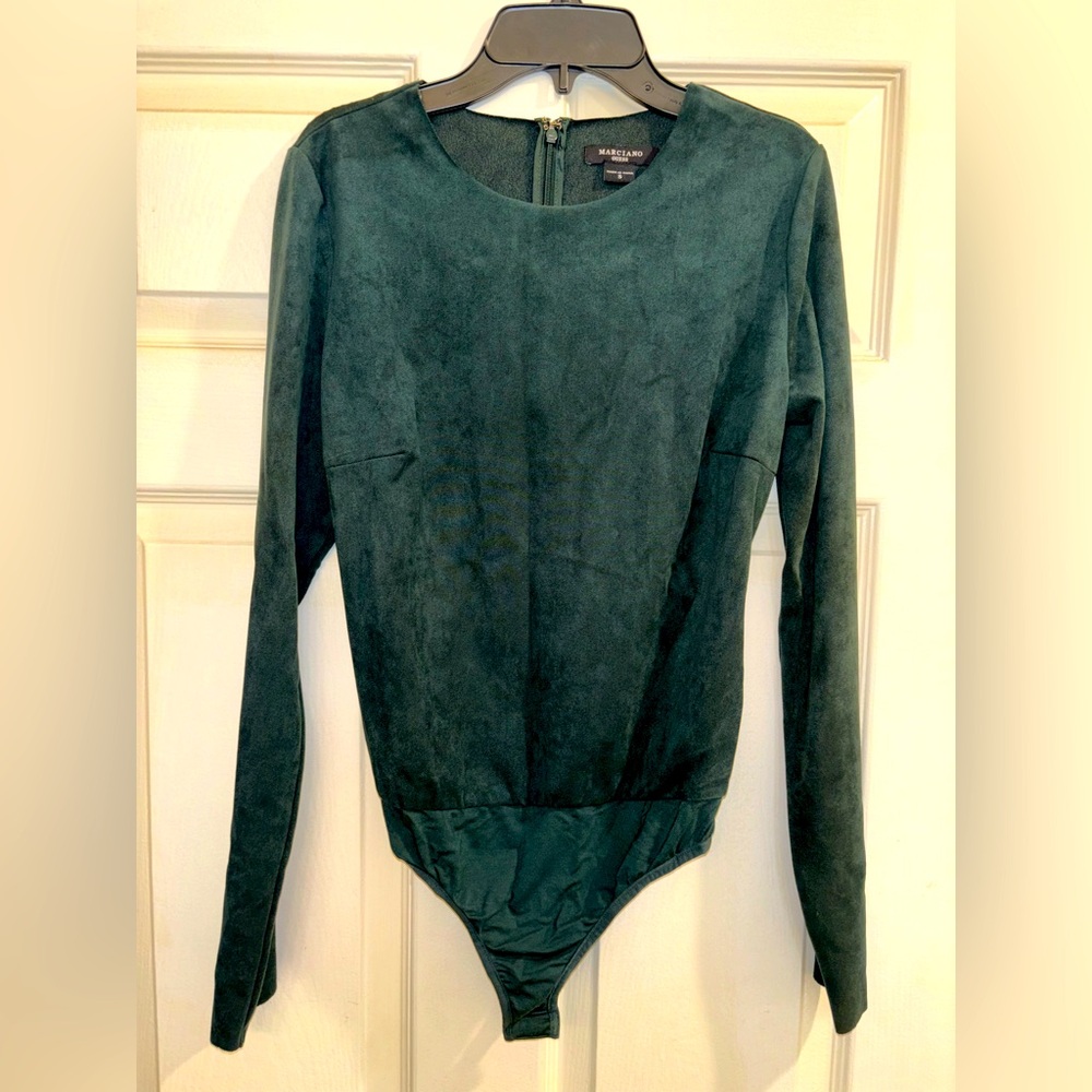Green Guess Velvet Bodysuit